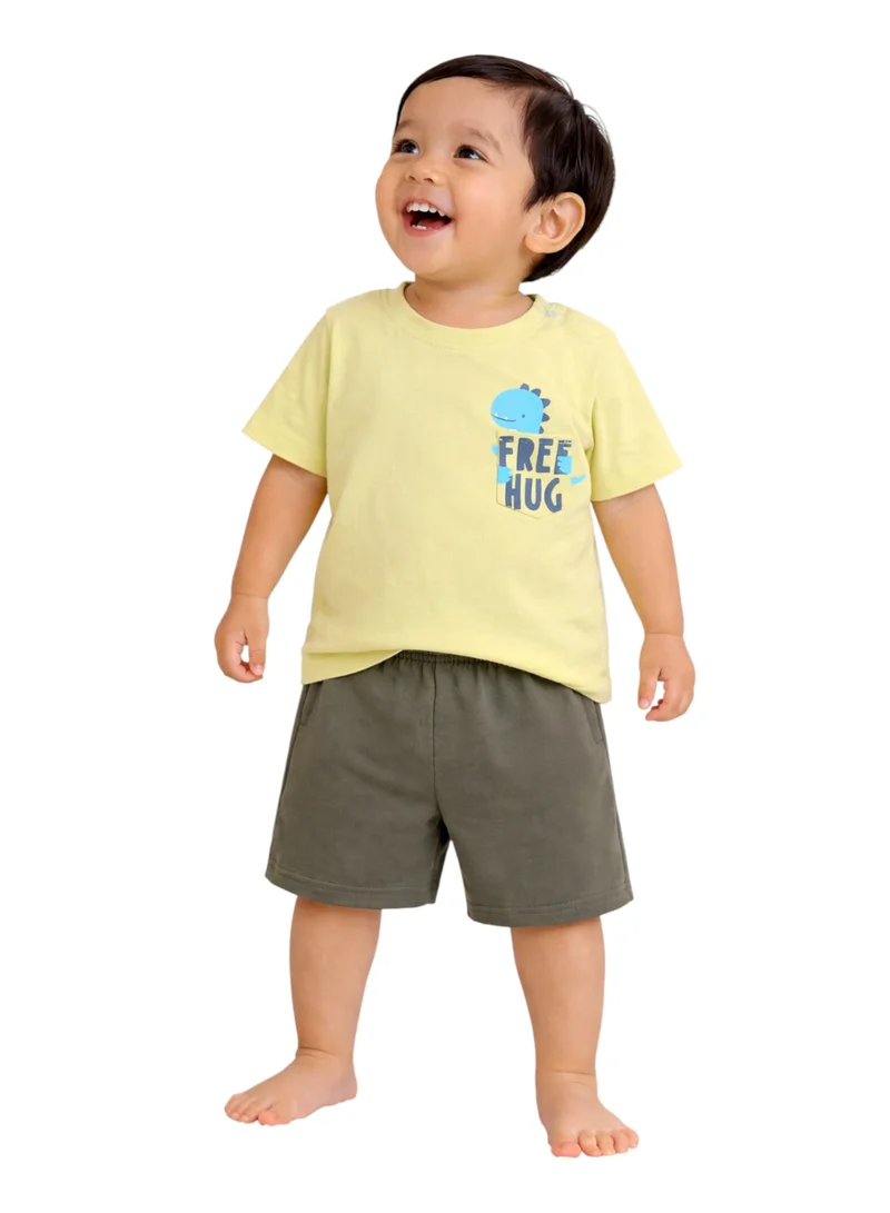 Victor And Jane  Boys Graphic Print Cotton T-Shirt & Shorts Set – Summer Daywear for Men | Best Price UAE